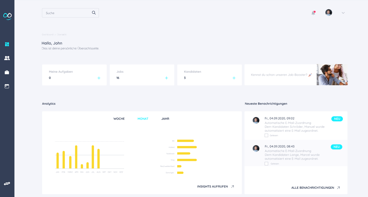 zvoove screenshot: Dashboard feature