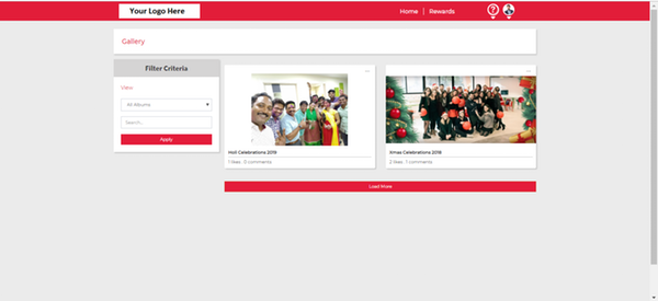 Let's Buzzz screenshot: The gallery provides an overview of images. Filtering tools allow users to search the content