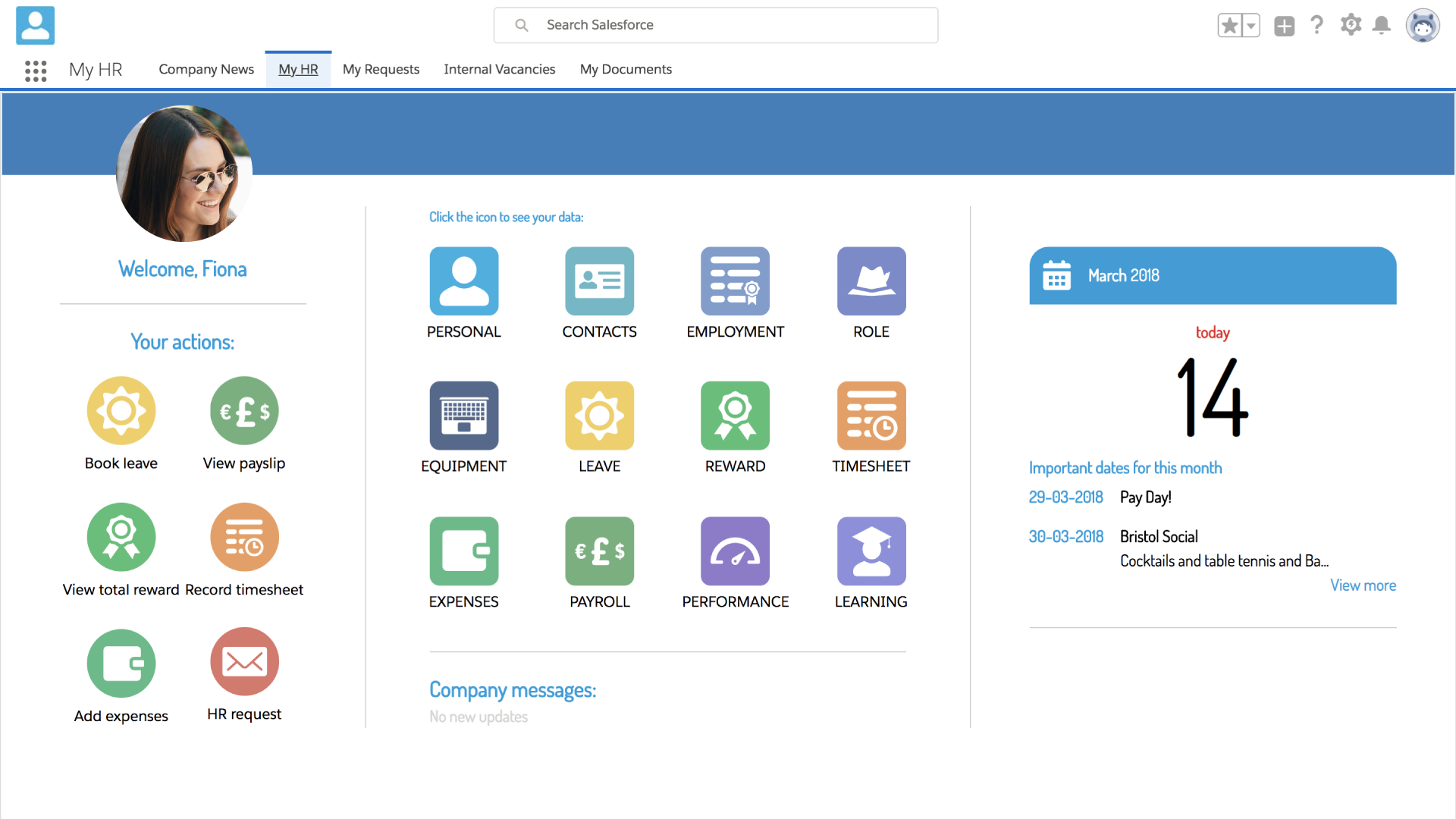 XCD HR screenshot: XCD includes employee and manager self-service tools to reduce HR workloads