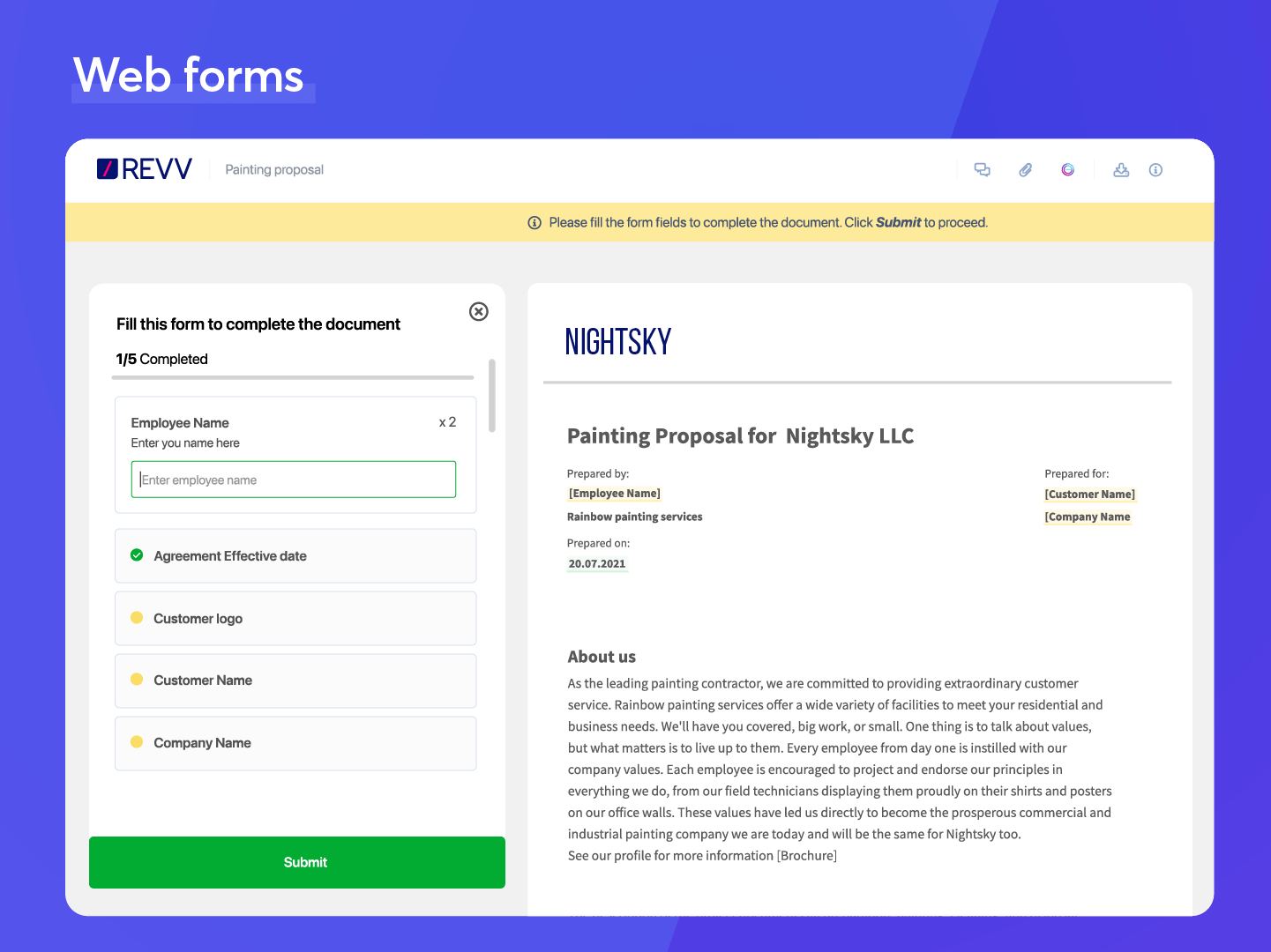 Revv Software - Publish fillable documents on your website using web forms. Every visitor (or whoever you share the link with) can fill, submit, and accept forms.