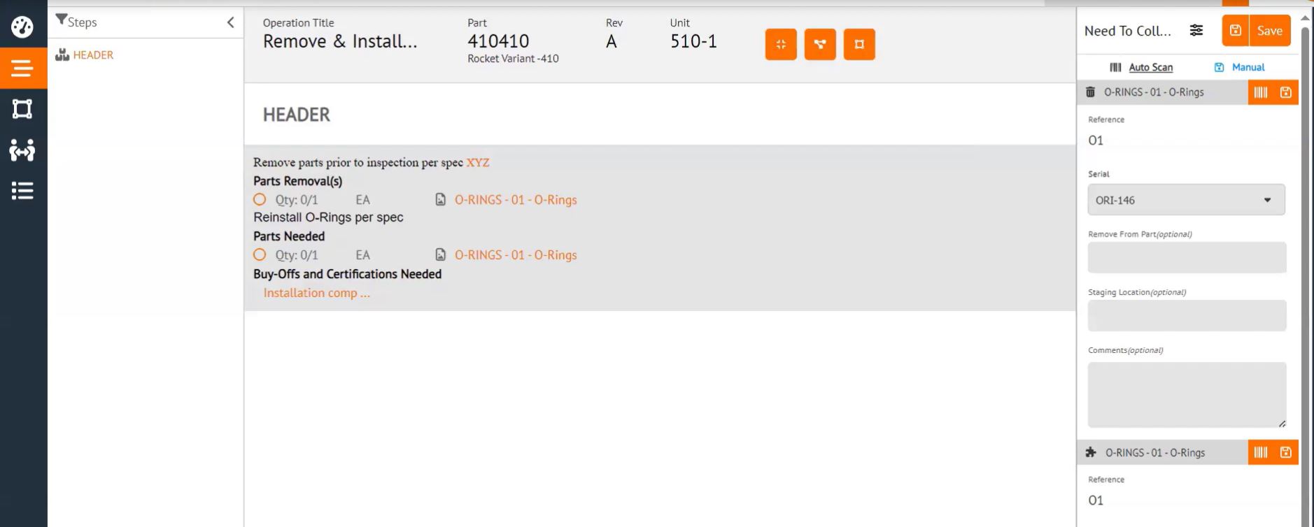 Solumina MRO screenshot: Solumina MRO ensures the right person is using the right parts and tools, and keeps a complete digital record of all activities.