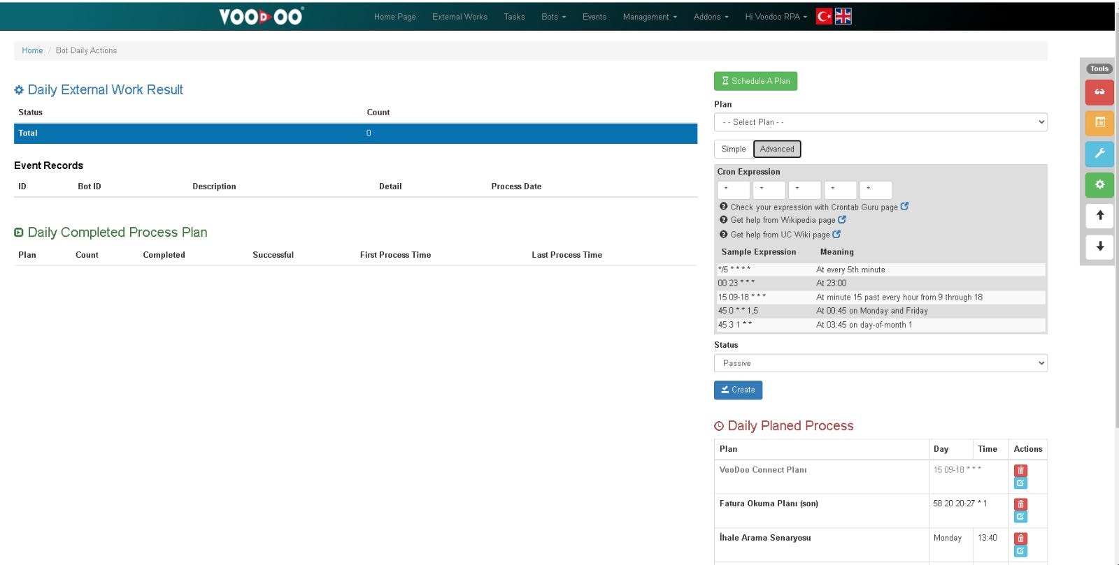 VooDoo RPA Software - Schedule your robots the way you want with VooDoo CRON!   With Voodoo's powerful CRON management, you can schedule robot tasks in thousands of variations.