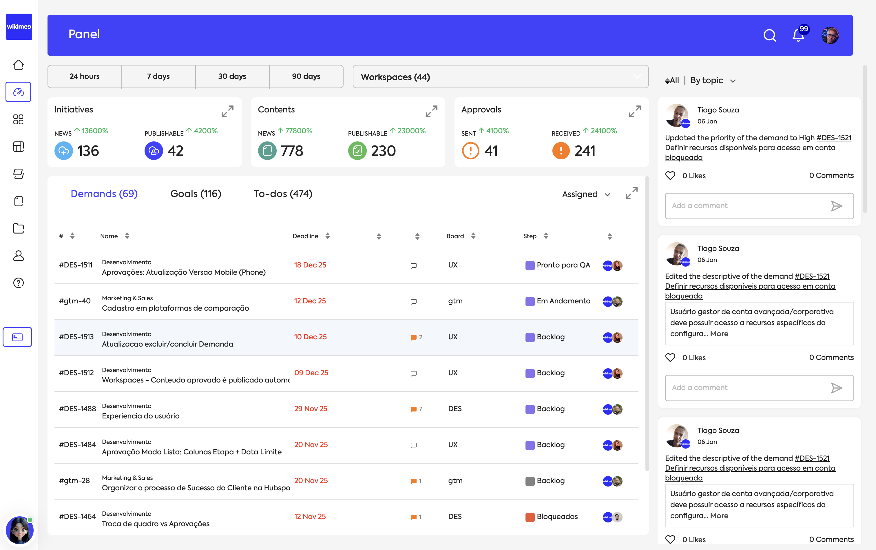 Wikimee screenshot: Wikimee dashboard