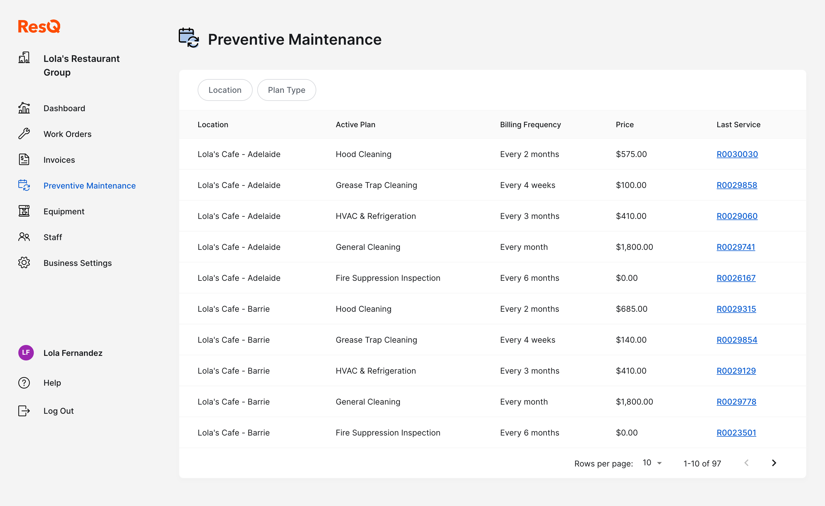 ResQ Software - Preventative maintenance