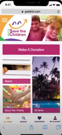 GalaBid screenshot: GalaBid donation