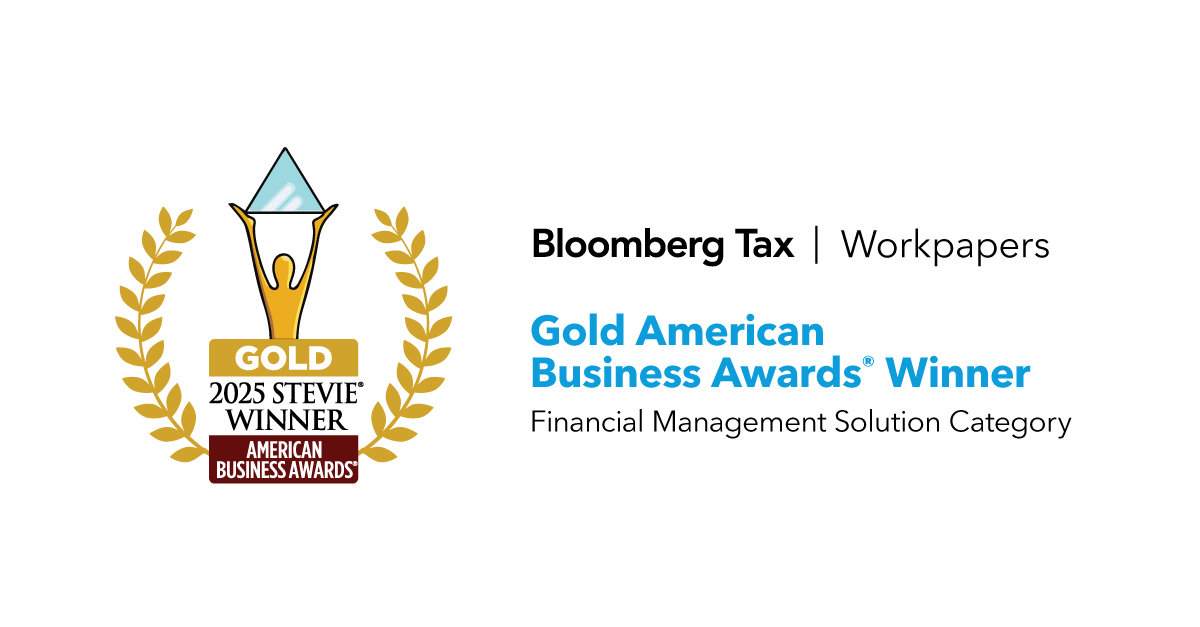 Bloomberg Tax Workpapers screenshot: Bloomberg Tax Workpapers Wins Gold Stevie Award for AI Enhancements