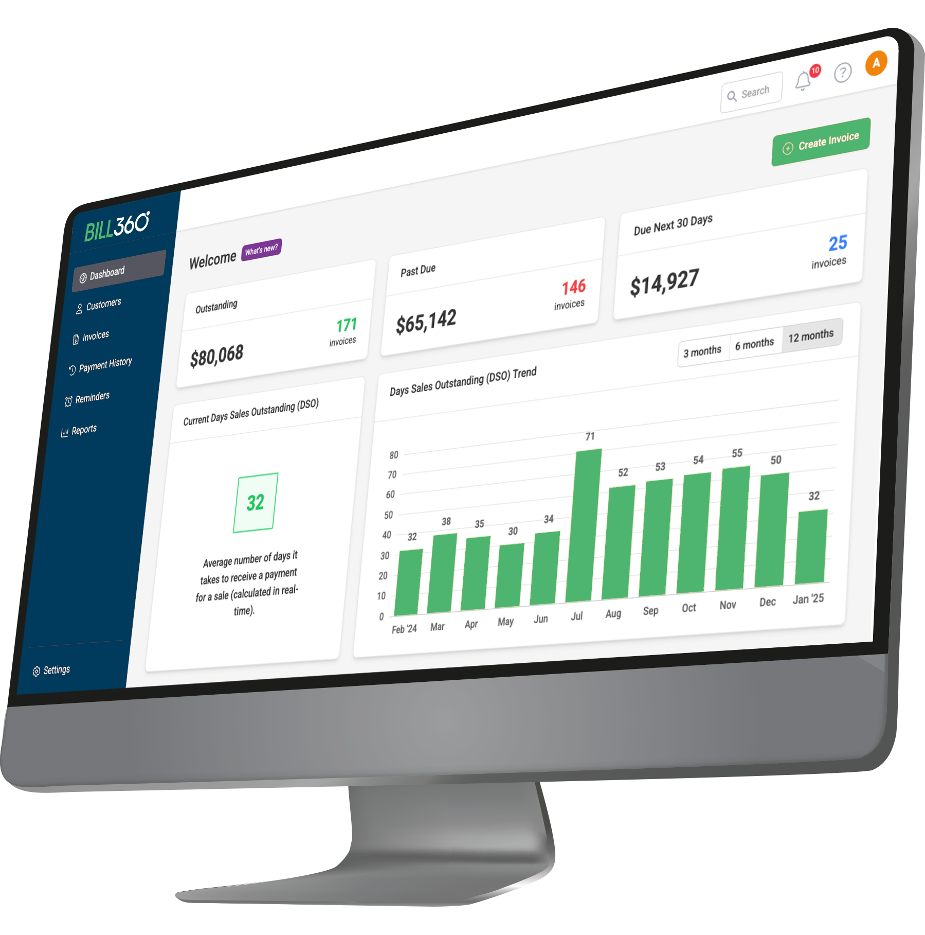 Bill360 screenshot: Bill360 dashboard