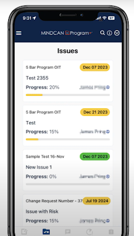 MiNDCAN Program+ screenshot: MiNDCAN Program+ manage issues
