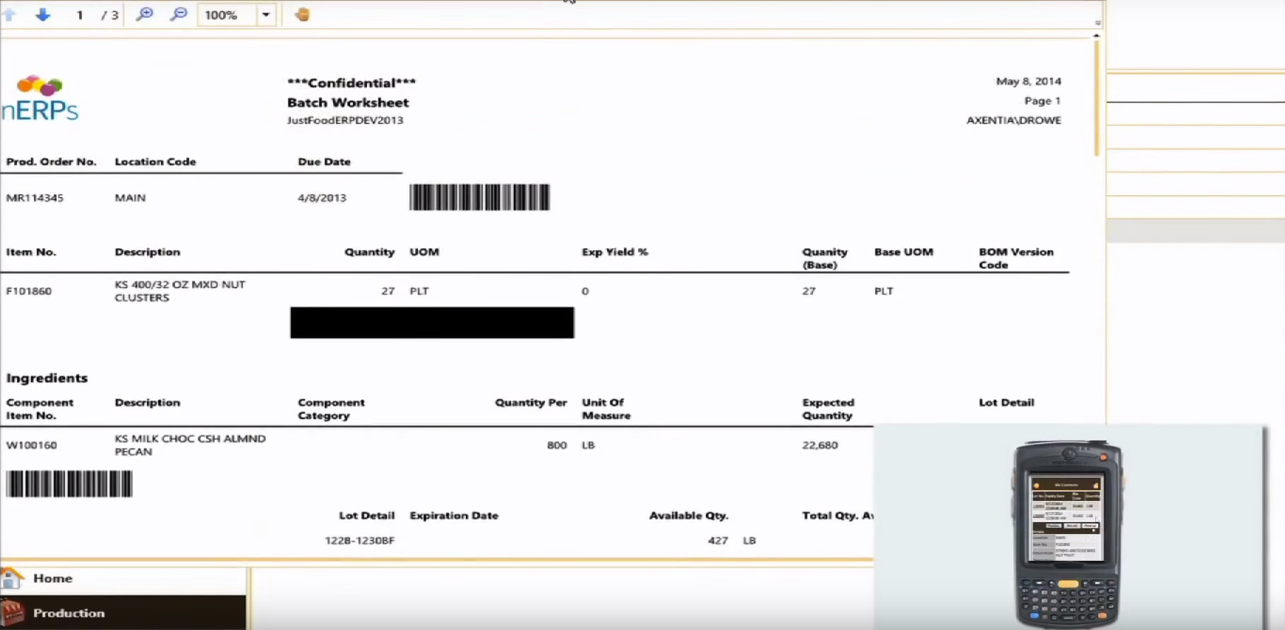 Aptean Food & Beverage ERP JustFood Edition Software - JustFoodERP has a fully integrated warehouse management system