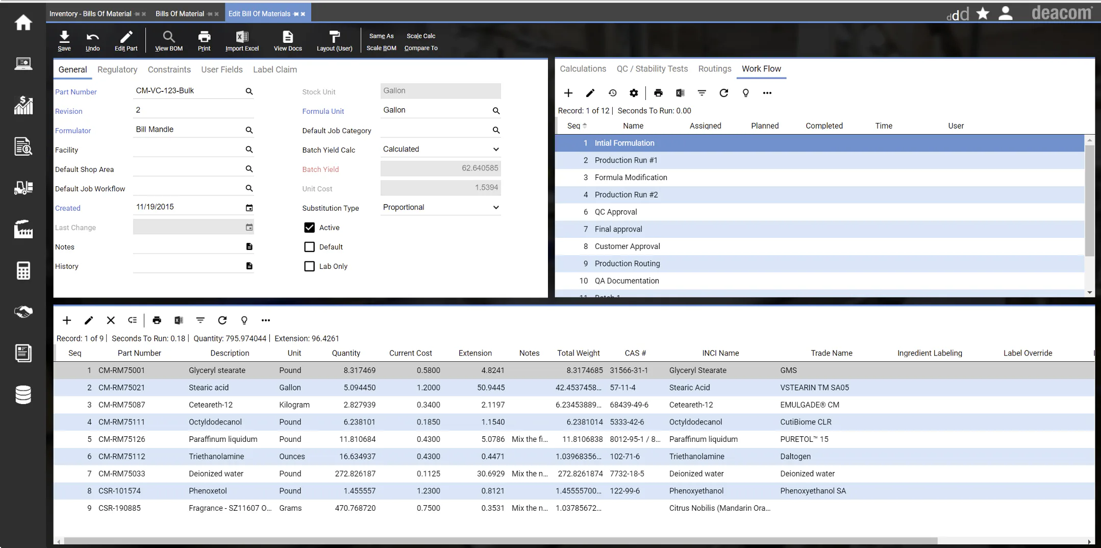 Deacom erp software dashboard
