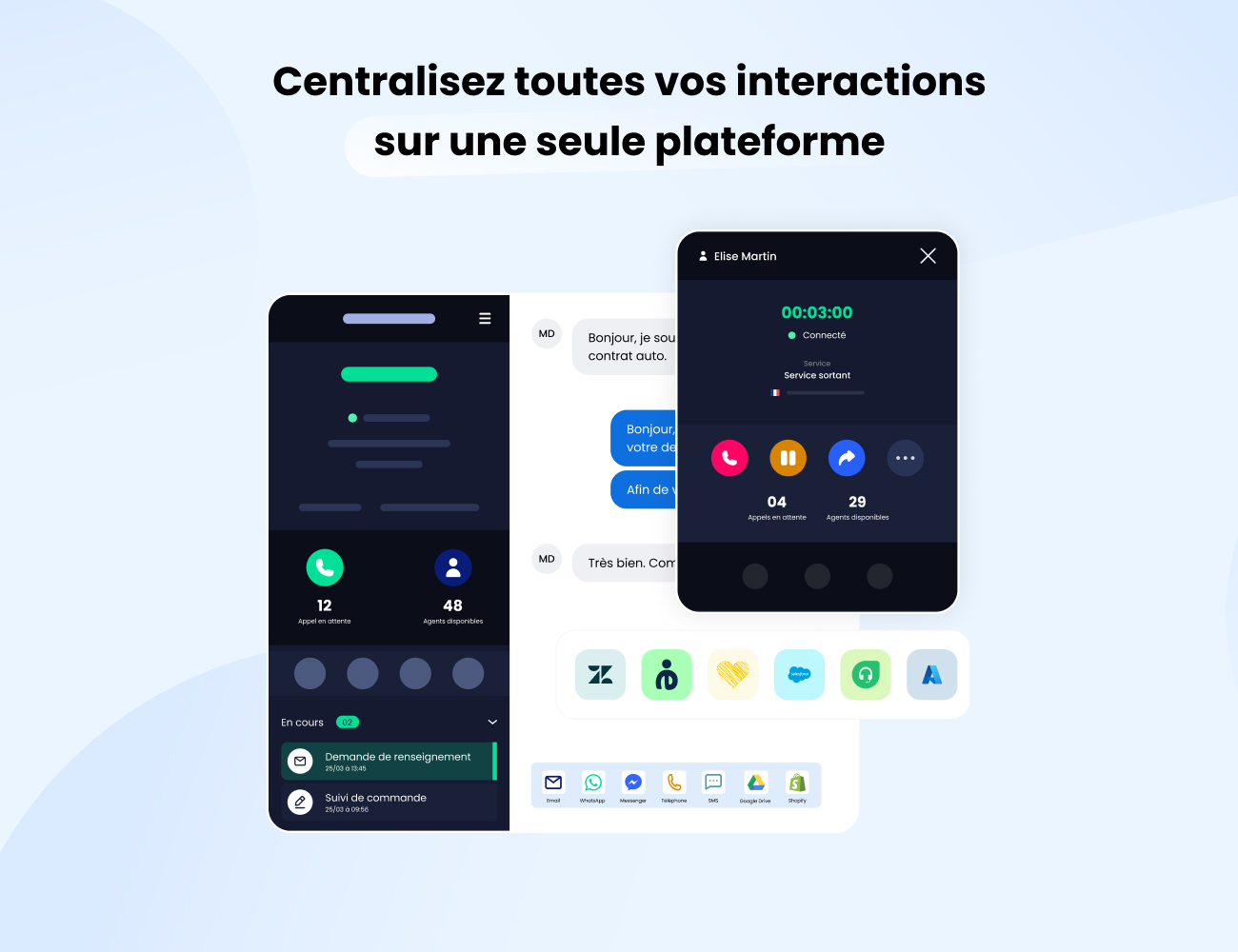 ViaDialog screenshot: Interactions omnicanales
Centralisez toutes vos interactions clients sur une seule et même plateforme.