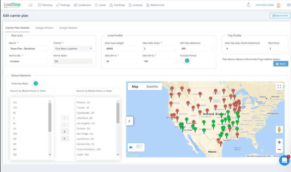 Smart TMS Software - Smart TMS edit carrier plan