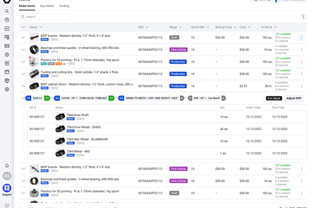 StartProto screenshot: Remove the guesswork from inventory with real-time inventory management. Reduce carrying costs, streamline operations, and always know part statuses for improved efficiency and accuracy.