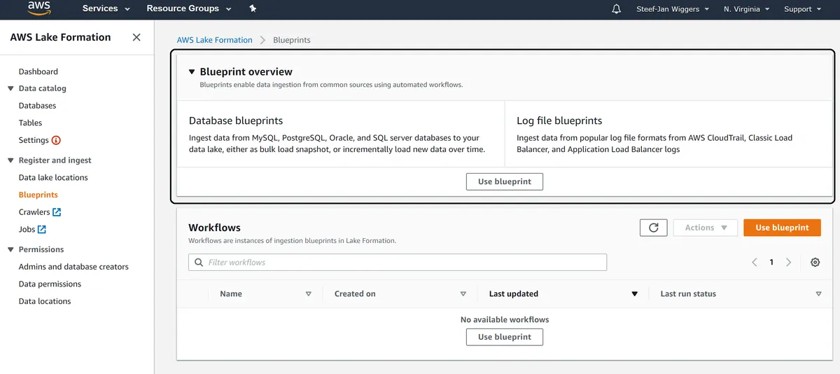 AWS Lake Formation screenshot