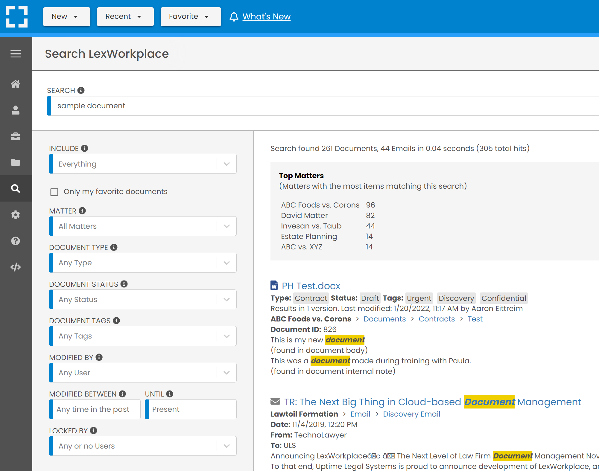 LexWorkplace Software - Full-Text Search