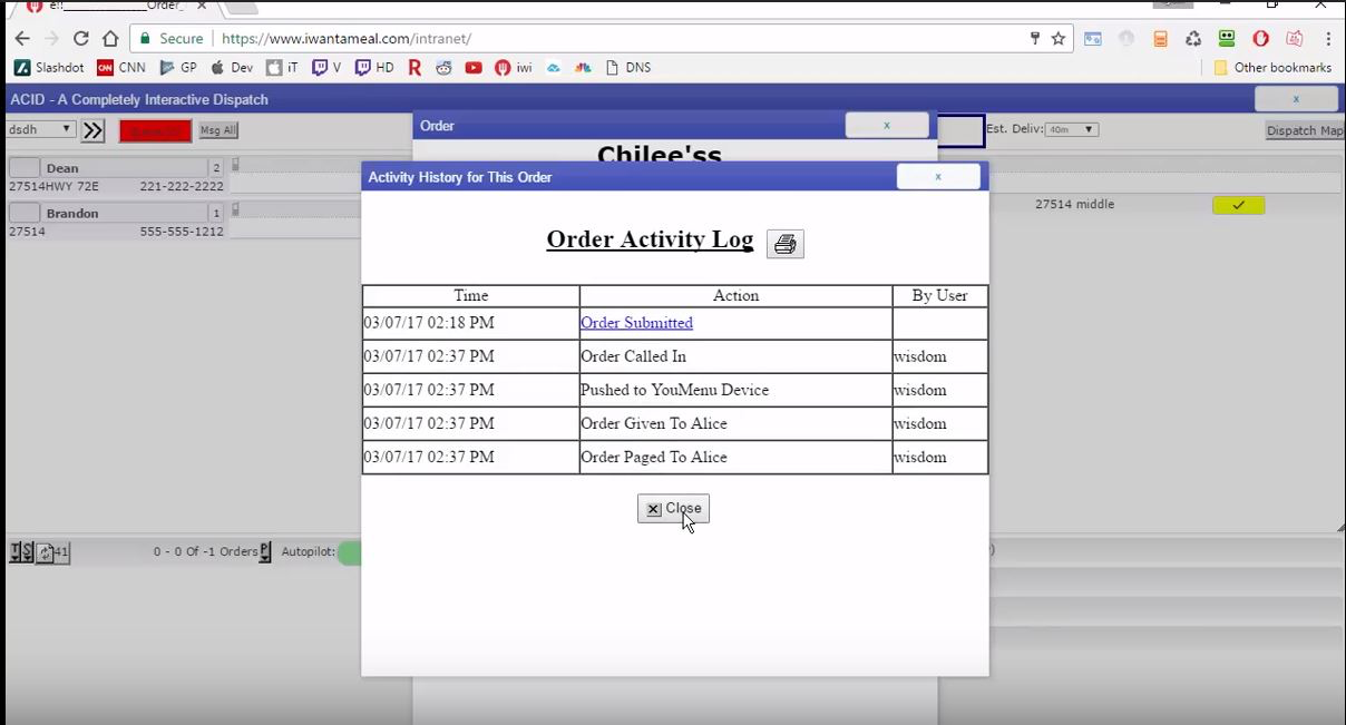 Wisdom screenshot: Wisdom dispatch management
