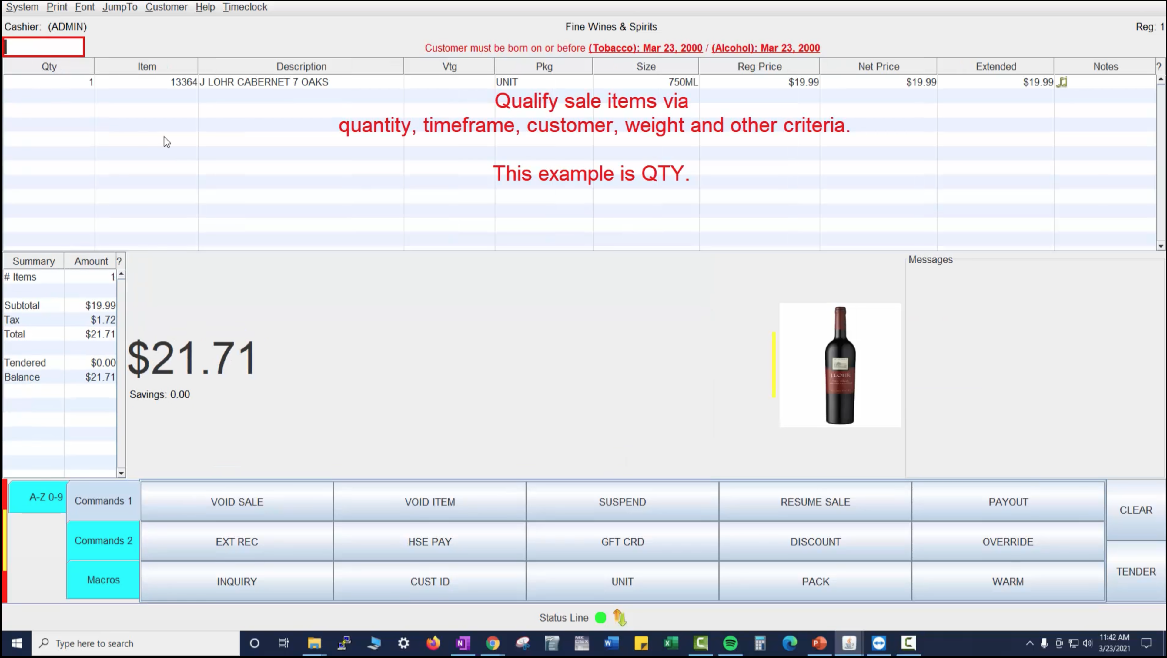Wine POS screenshot
