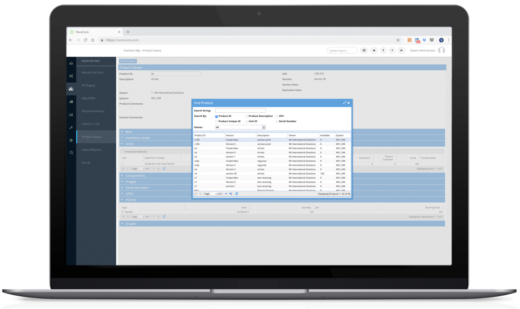 VeraCore Software - Inventory Lookup