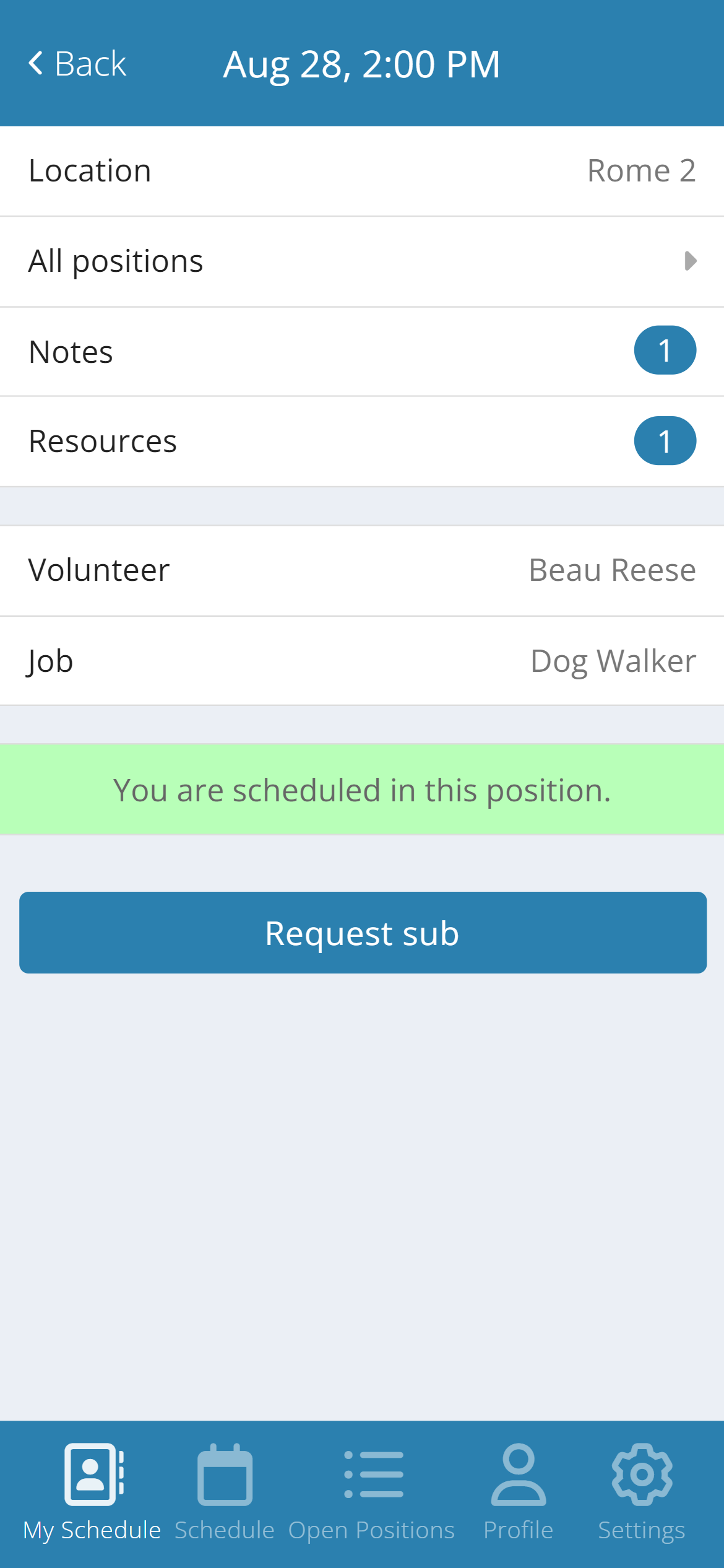 Volunteer Scheduler Pro: Shift Information