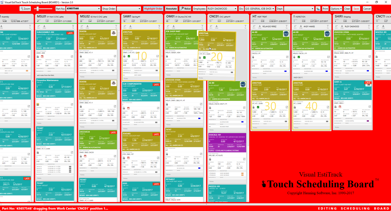 Visual EstiTrack Software - Touch scheduling board