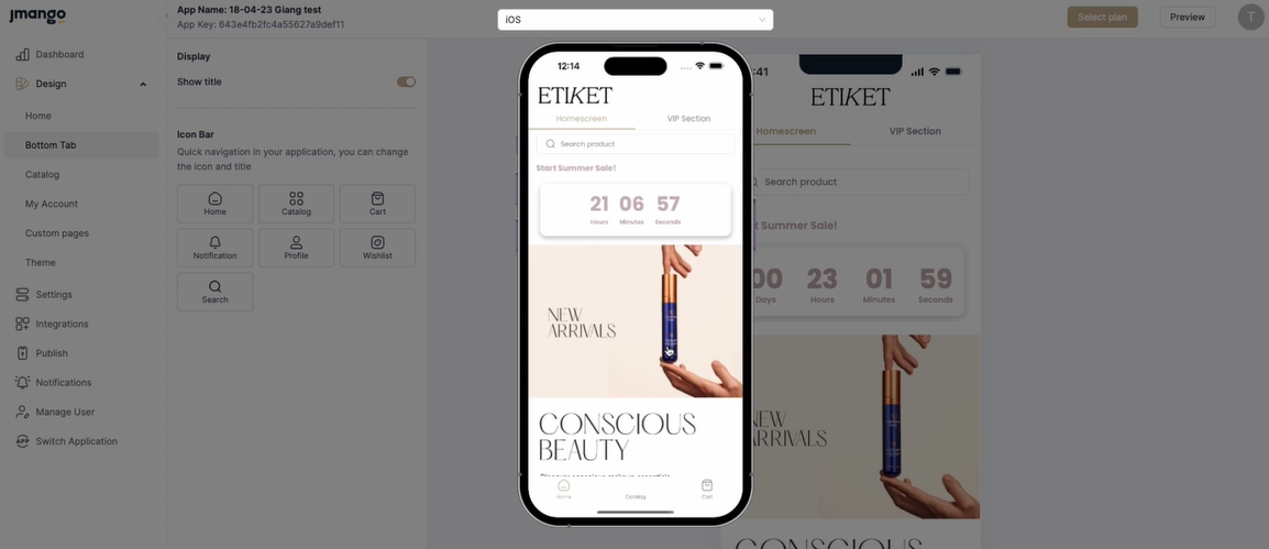 JMANGO360 screenshot: JMANGO360 mobile application homescreen