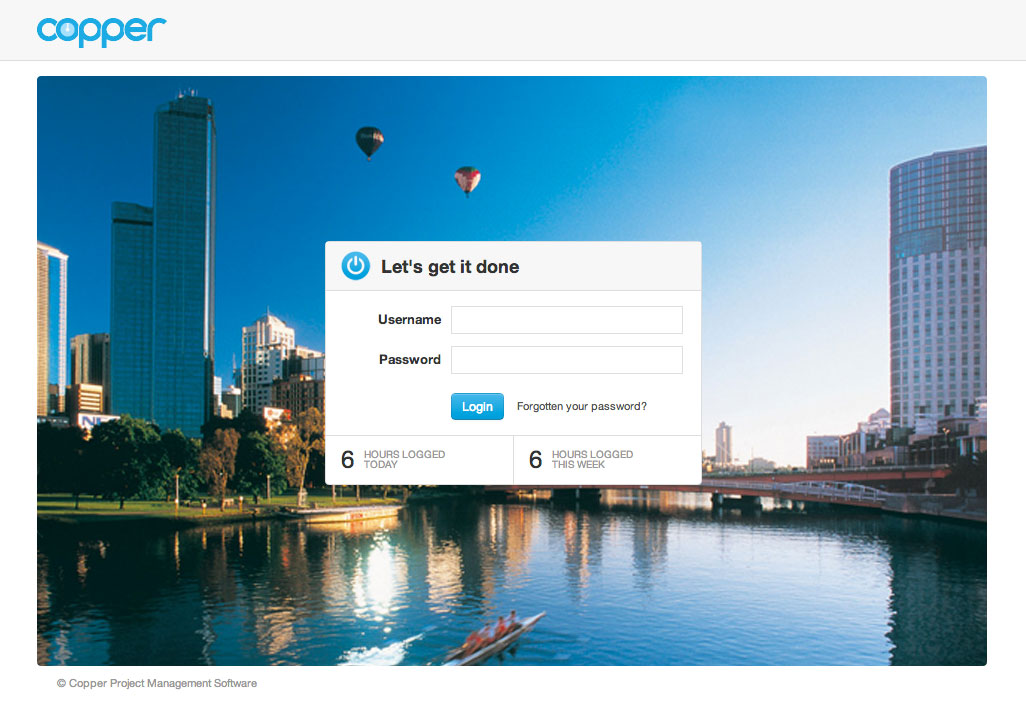 Copper screenshot: Login
