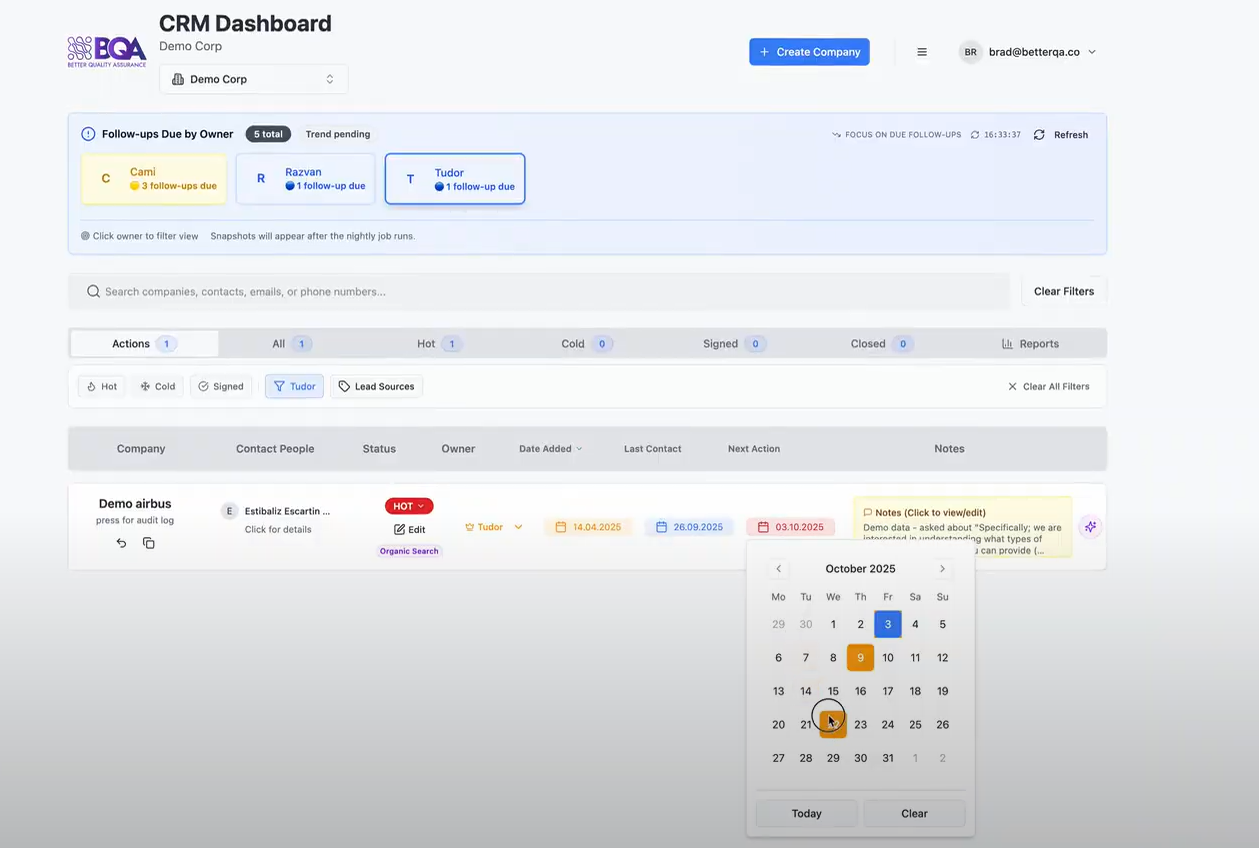 The Journey screenshot: The Journey CRM dashboard
