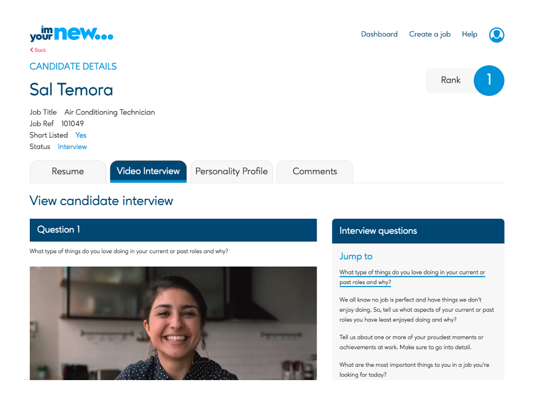 Send professionally pre-recorded video interviews to candidates with one click