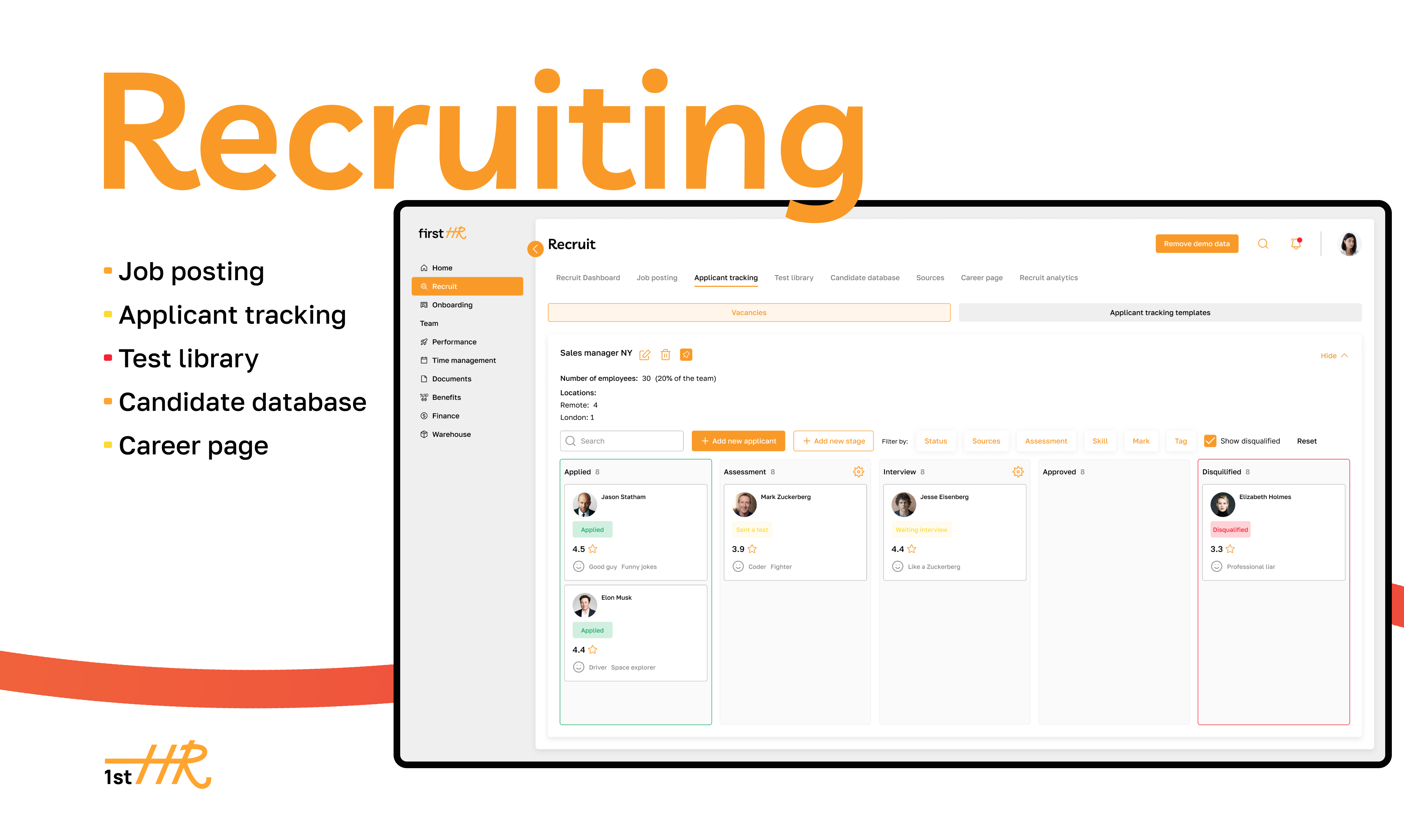 FirstHR screenshot: Recruiting