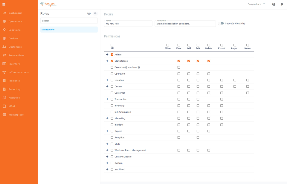 Canopy Software - Granular user roles and permissions to ensure that team members or users only have access to relevant devices, and action capabilities inside the Canopy product.