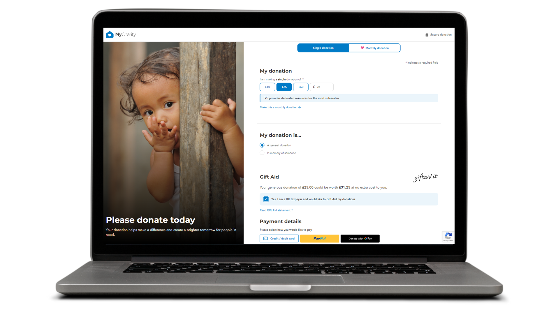 goDonate screenshot: goDonate online donation form