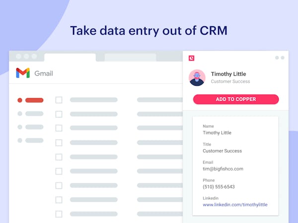 Copper Software - Seamless integration with your Gmail inbox means no time spent on data entry