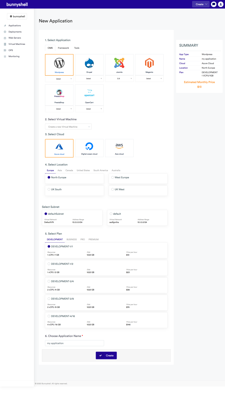 Bunnyshell application list