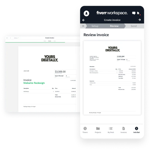 Online invoices sent from anywhere