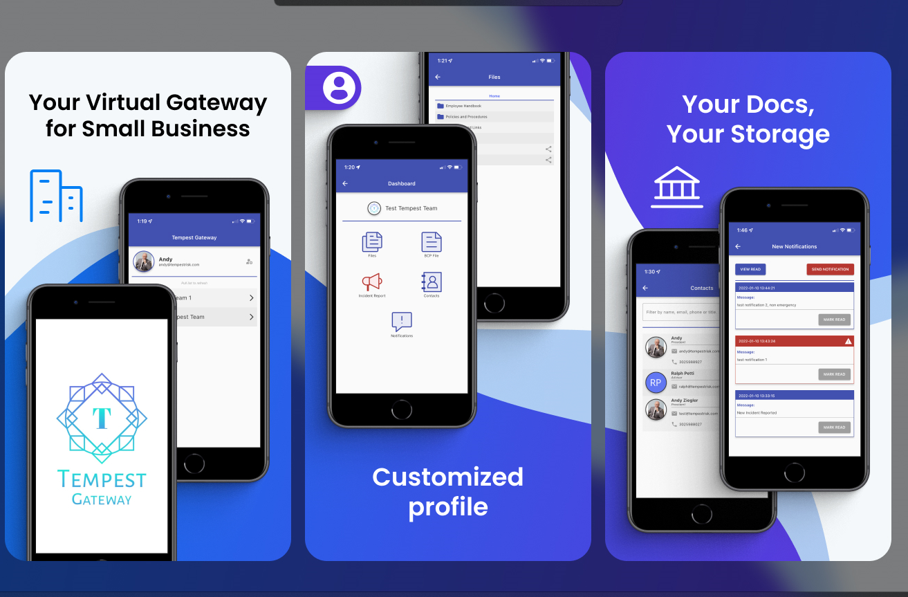 Tempest Gateway mobile app on iOS App Store and Google Play Store. Download for free to gain access to a business document template library and other free resources.