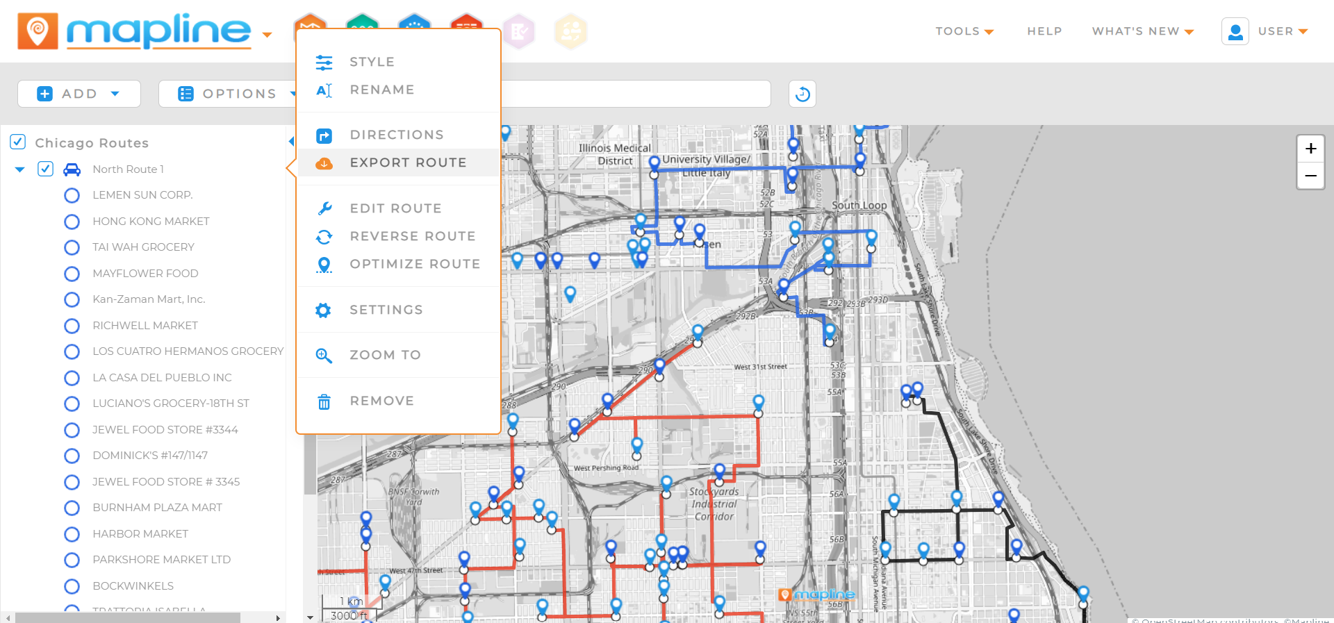 Quickly create optimized routes from customer locations.
