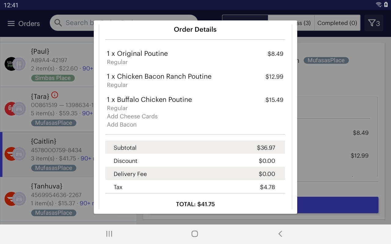 The Order Details page in the Cuboh mobile app. View each customers order details and make easy updates.