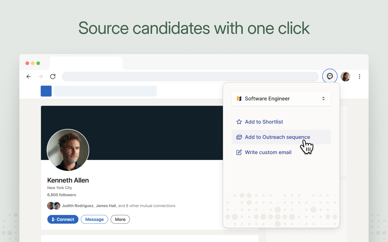 Pin screenshot: Pin's Chrome extension lets you import candidates directly from LinkedIn into Pin