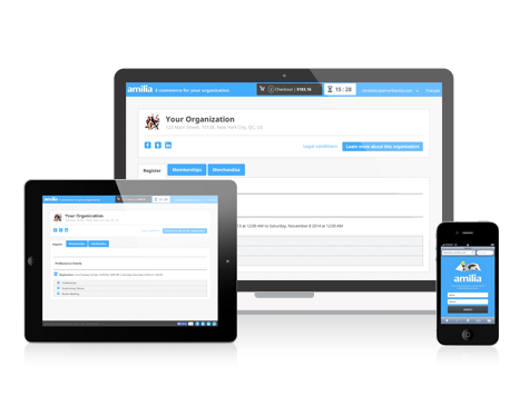 Amilia shown on multiple devices