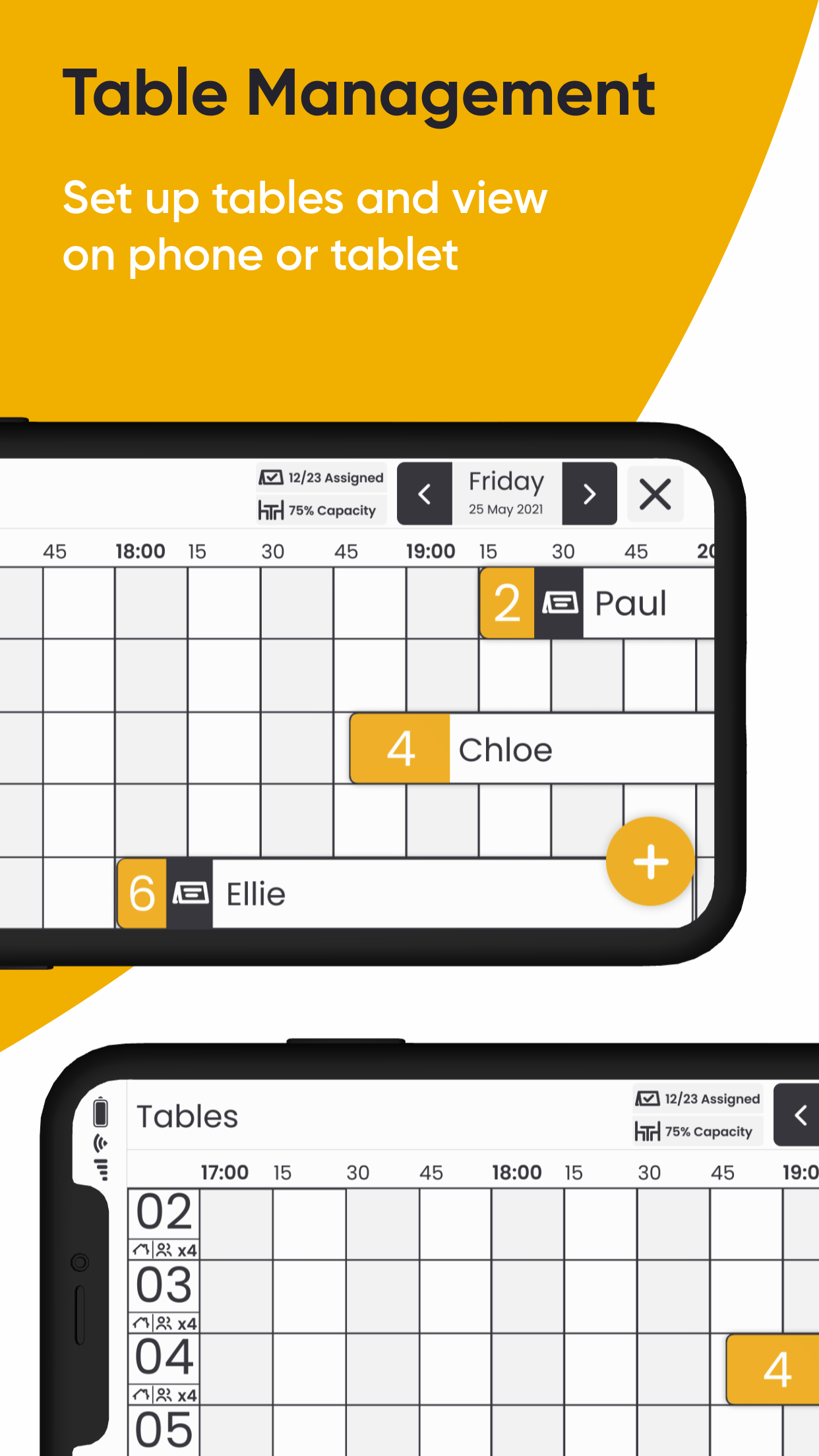 Carbonara Software - Table Management - Set up tables and view on phone or tablet