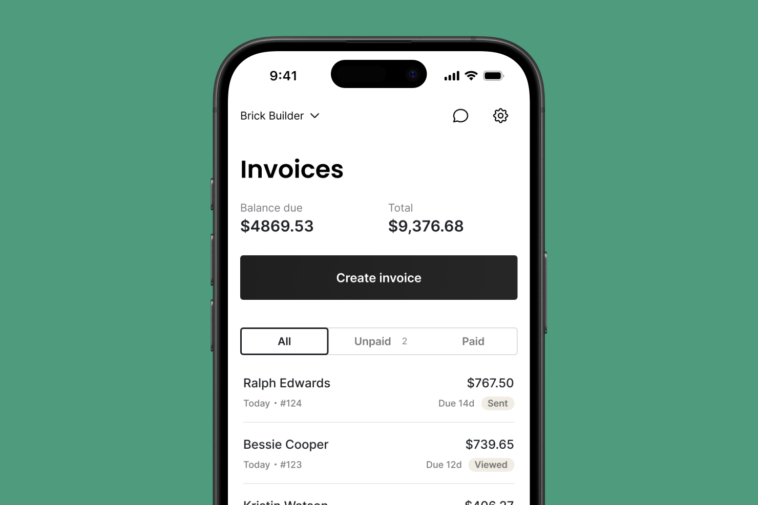 Tofu Software - Tofu invoice dashboard