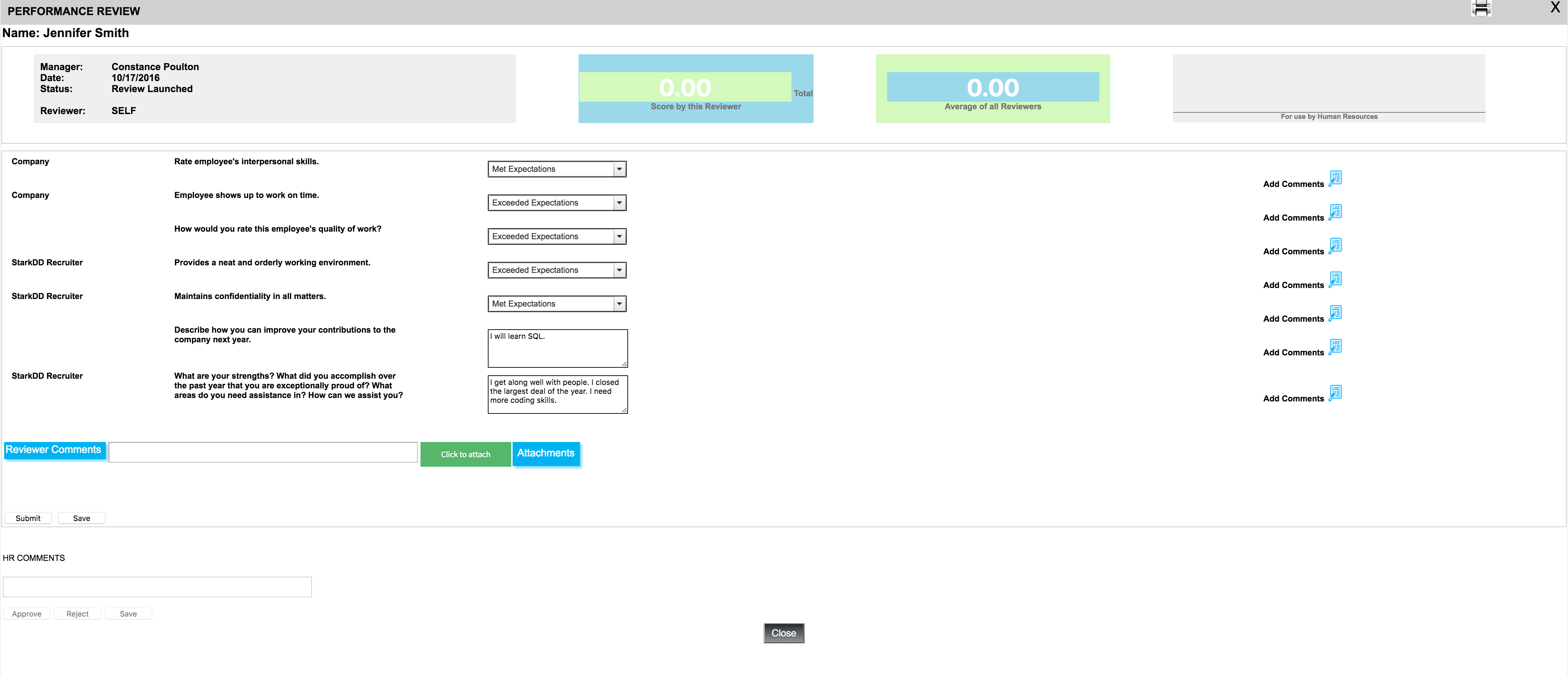 People-Trak HRIS Suite Software - Performance review