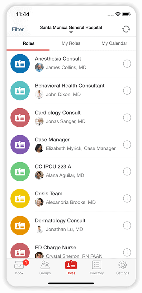 The TigerConnect Roles feature lets staff find who's on-call by Role so the wrong doctor doesn't get called in the middle of the night!