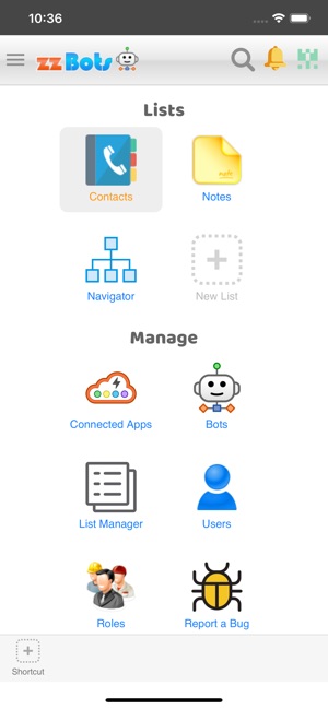 zzBots managing lists screenshot