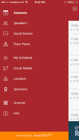EventRaft screenshot: Manage sessions, speakers, social events, floor plans, and more