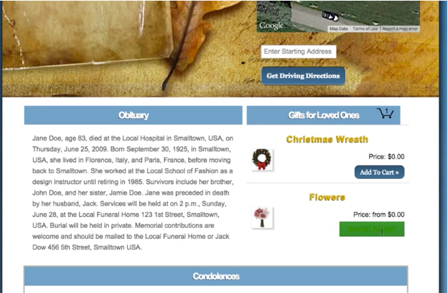 CemSites Software - CemSites allows users to sell gifts such as wreaths and flowers