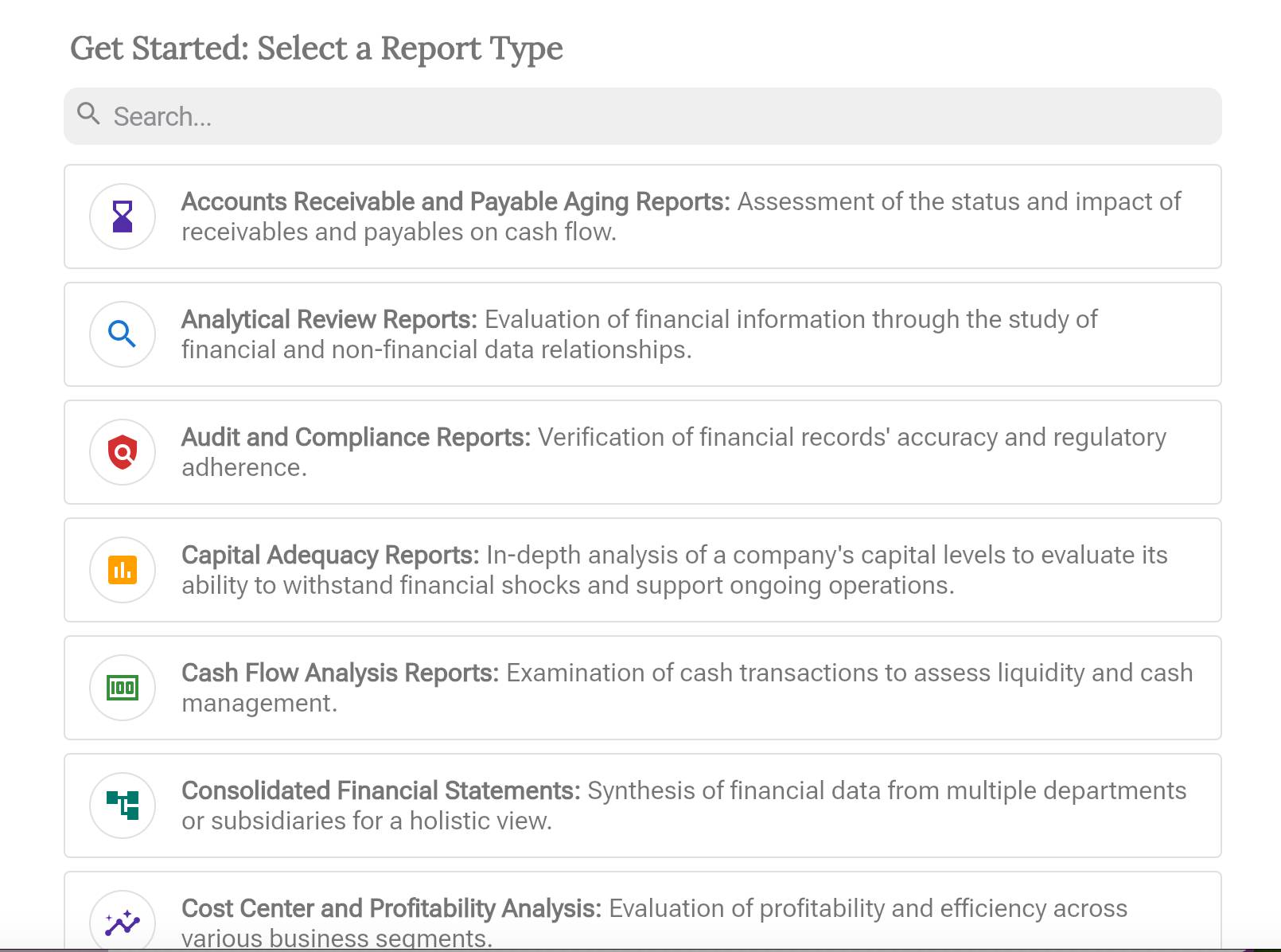 Accountail report type