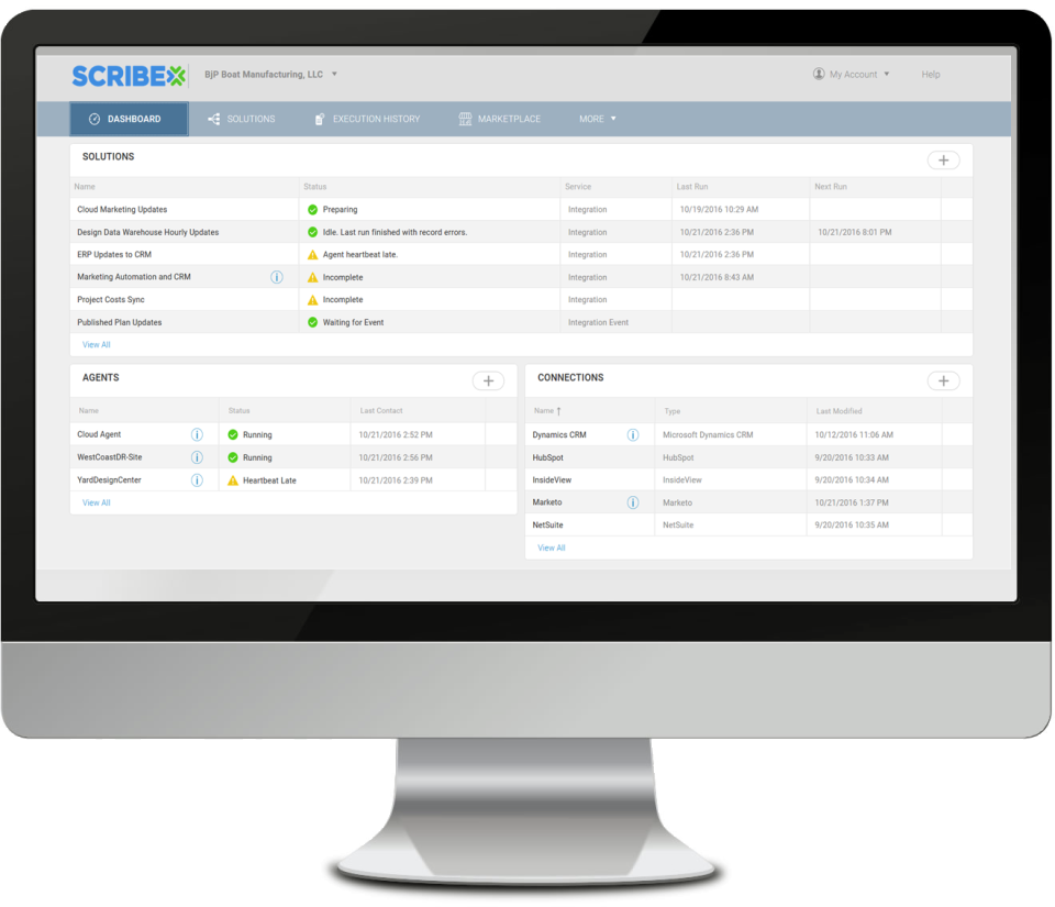 Monitor solution and agents status via the dashboard