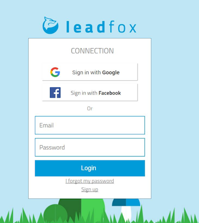 LeadFox screenshot: The LeadFox user login page