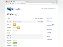 Bindle Software - The wallchart in Bindle shows both approved and pending time-off requests, and can be viewed through external calendar applications